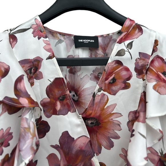 THE KOOPLES Short Wrap Dress with Bold Floral Print Ruffles #Girlcore - Medium - Picture 9 of 16
